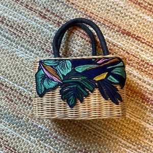 Massimo embroidered wicker purse.